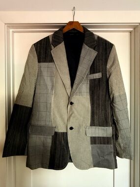 Mark Ecko Cut & Sew Patchwork Blue & Gray Men's Blazer